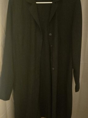 Venezia Black Long Coat with Button Front